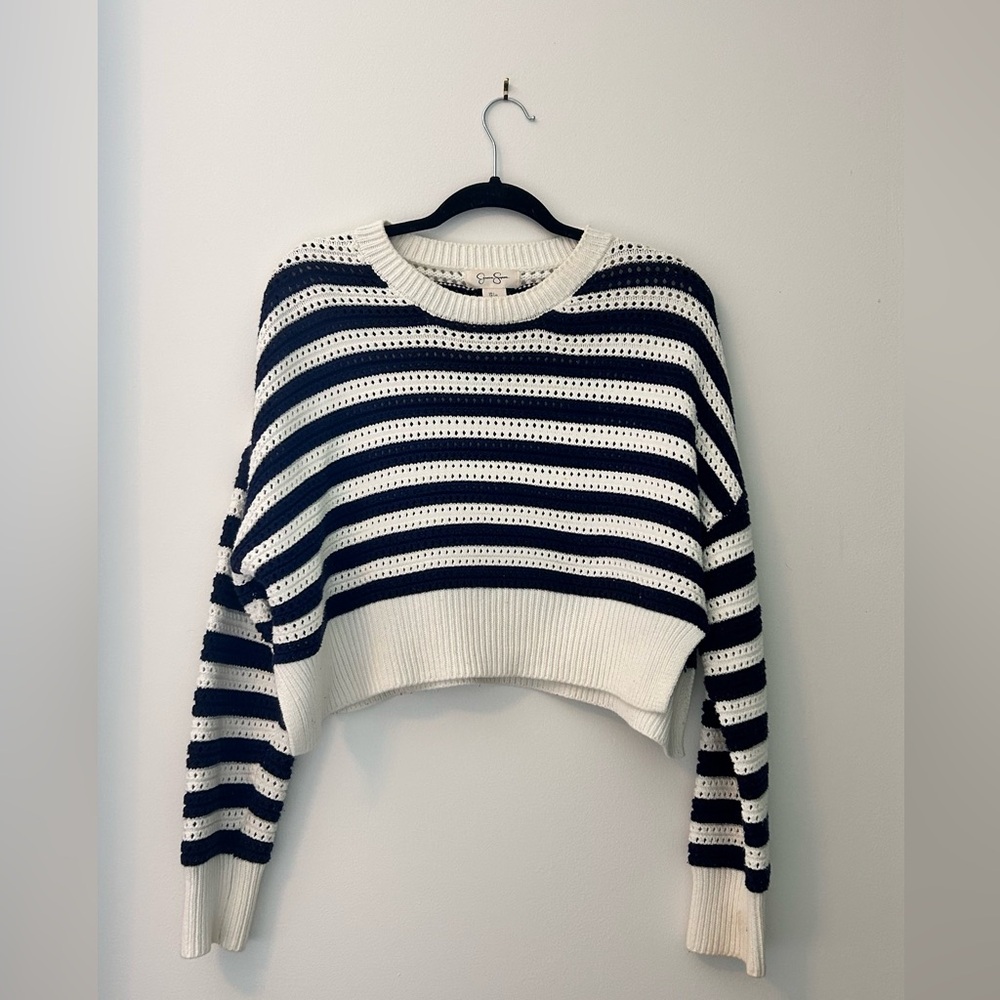 Jessica Simpson Navy and White Striped Sweater